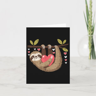 Valentines Day Hanging Sloth Heart Boys Girls Kids Card