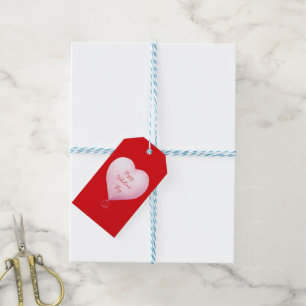 Valentine's Day happy heart custom bright red Gift Tags