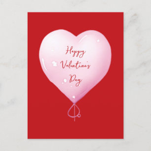 Valentine's Day happy heart pink script Holiday Postcard