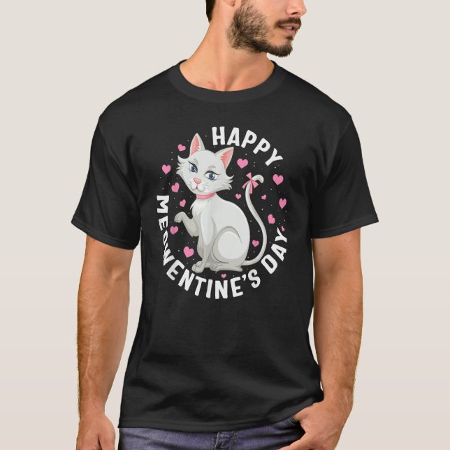 Valentines day Happy Meowentine's Day Cute Cat Hea T-Shirt (Front)