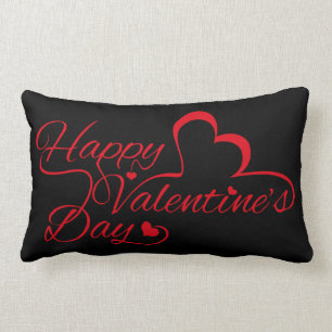 Valentine's Day "Happy Valentine's Day!" Red Lumbar Cushion
