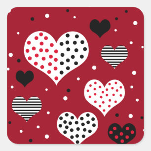 Valentine's day harts square sticker
