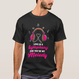 Valentines Day Headphone Couple Love Music friends T-Shirt
