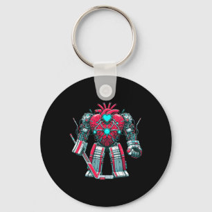 Valentine's Day Heart Ai Robot Ice Hockey Goalie S Key Ring