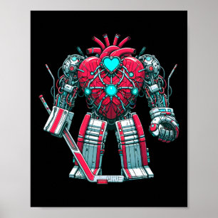 Valentine's Day Heart Ai Robot Ice Hockey Goalie S Poster