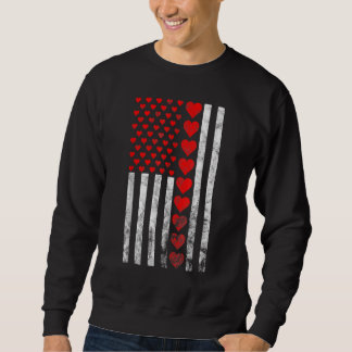 Valentines Day Heart American Flag  Lots Of Hearts Sweatshirt