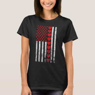 Valentines Day Heart American Flag  Lots Of Hearts T-Shirt