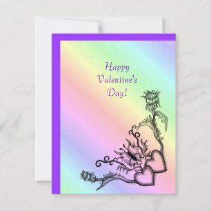 Valentine's Day - heart and butterfly on Rainbow Holiday Card