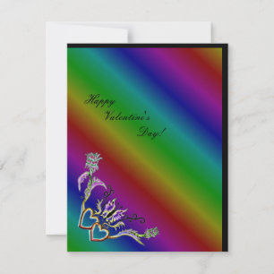 Valentine's Day - heart and butterfly on Rainbow Holiday Card