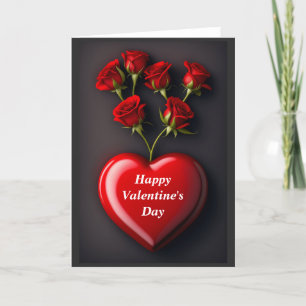 Valentine's Day heart and roses Holiday Card