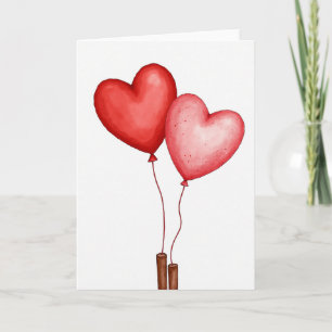 Valentines Day Heart Balloons Card