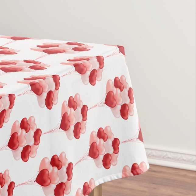 Valentines Day Heart Balloons Decor Tablecloth (In Situ)