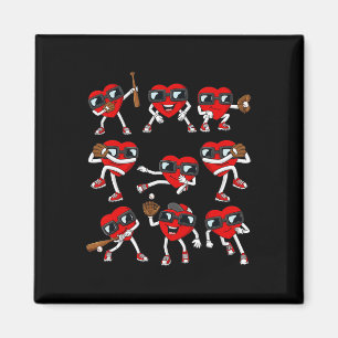 Valentines Day Heart Baseball Boys Kids Magnet