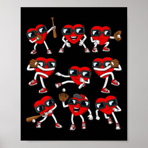 Valentines Day Heart Baseball Boys Kids Poster