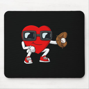 Valentines Day Heart Baseball Catcher Fun Boys Gir Mouse Pad
