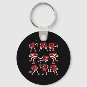 Valentines Day Heart Baseball Hitter Pitcher Fun B Key Ring
