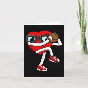 Valentines Day Heart Baseball Pitcher Fun Boys Gir Card