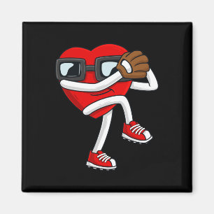 Valentines Day Heart Baseball Pitcher Fun Boys Gir Magnet