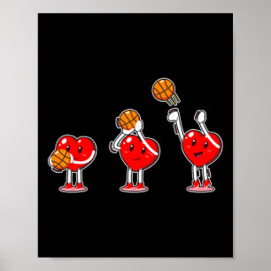Valentines Day Heart Basketball Player Boys Girls Poster