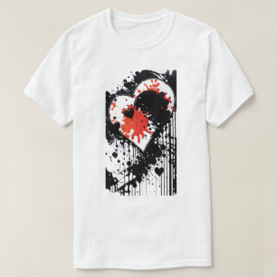 Valentines Day Heart Black and Red Holiday T-Shirt