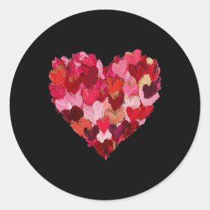 Valentines Day Heart Brushstroke Cute Girly Valent Classic Round Sticker