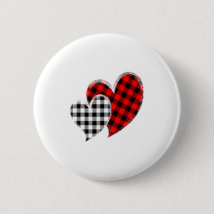 Valentines Day Heart Buffalo Red Plaid Women Wife 6 Cm Round Badge