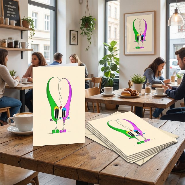 Valentine's Day Heart Cartoon Character Holiday Card (Take a look at this wonderfully unique and awesome cartoon Valentine's Day card!)