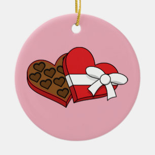 Valentine's Day Heart Chocolate Box Ceramic Ornament