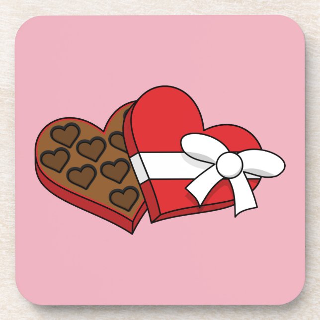 Valentine's Day Heart Chocolate Box Coaster (Front)
