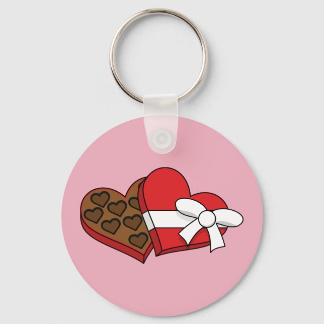 Valentine's Day Heart Chocolate Box Key Ring (Front)