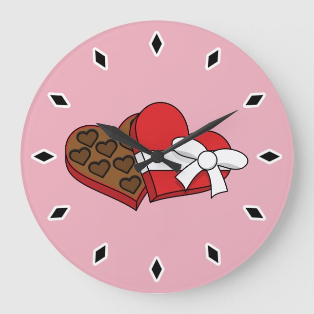 Valentine's Day Heart Chocolate Box Large Clock (Front)
