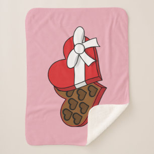 Valentine's Day Heart Chocolate Box Sherpa Blanket