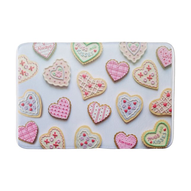 Valentine's day heart cookies bath mat (Front)
