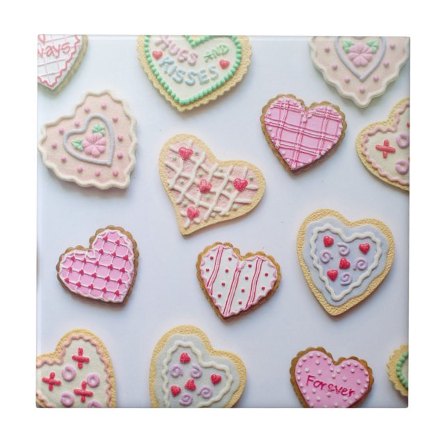 Valentine's day heart cookies      ceramic tile (Front)