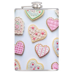 Valentine's day heart cookies hip flask
