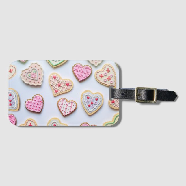Valentine's day heart cookies       luggage tag (Front Horizontal)