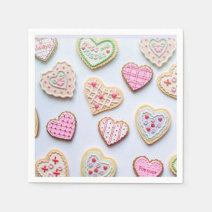 Valentine's day heart cookies napkin
