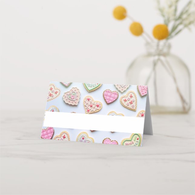 Valentine's day heart cookies   place card (Front)