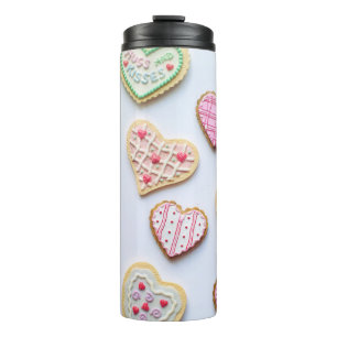Valentine's day heart cookies thermal tumbler