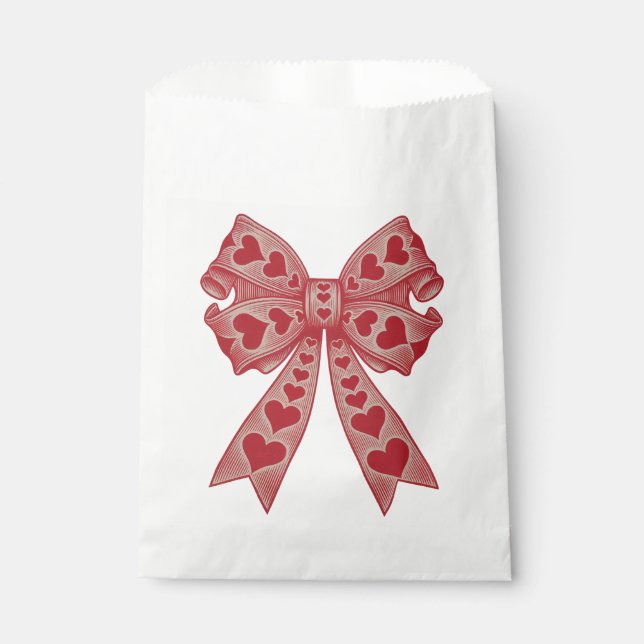 Valentine's day Heart Coquette bow Retro Valentine Favour Bag (Front)