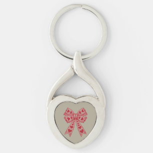 Valentine's day Heart Coquette bow Retro Valentine Key Ring