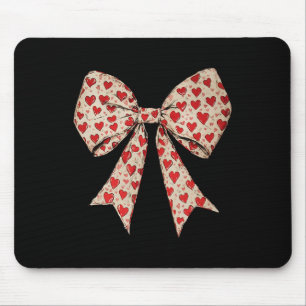Valentine's Day Heart Coquette Bow Retro Valentine Mouse Pad