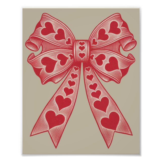 Valentine's day Heart Coquette bow Retro Valentine Photo Print (Front)