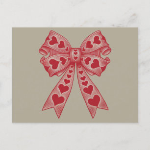 Valentine's day Heart Coquette bow Retro Valentine Postcard