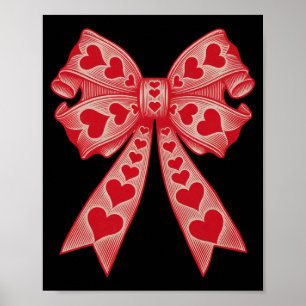 Valentines Day Heart Coquette Bow Retro Valentine  Poster