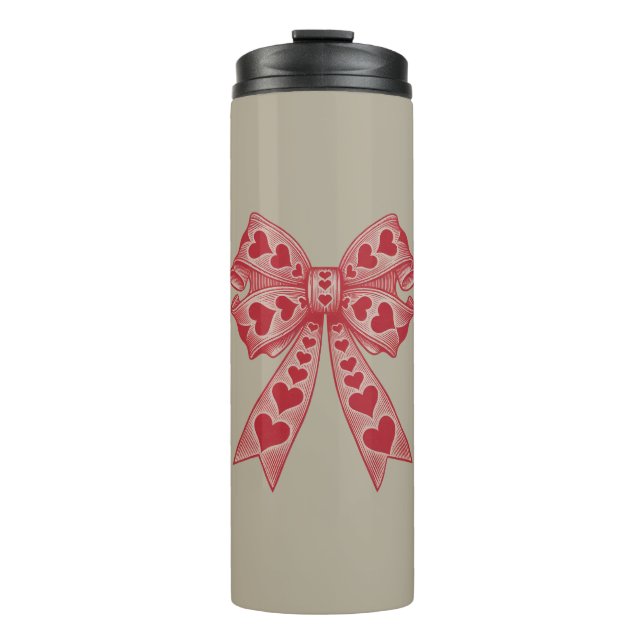 Valentine's day Heart Coquette bow Retro Valentine Thermal Tumbler (Front)