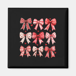 Valentines Day Heart Coquette Bow Retro Valentines Magnet