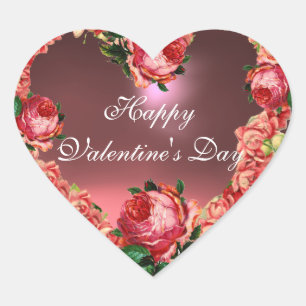 VALENTINE'S DAY HEART CROWN WITH PINK ROSES HEART STICKER