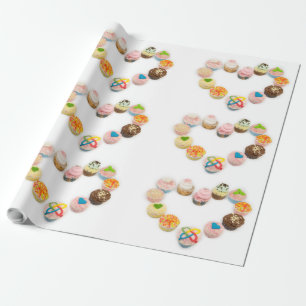 valentine's day heart cupcakes wrapping paper