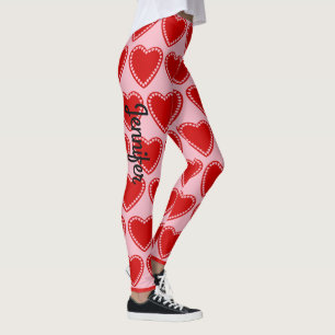 Valentine's Day Heart Custom Name Leggings Pants